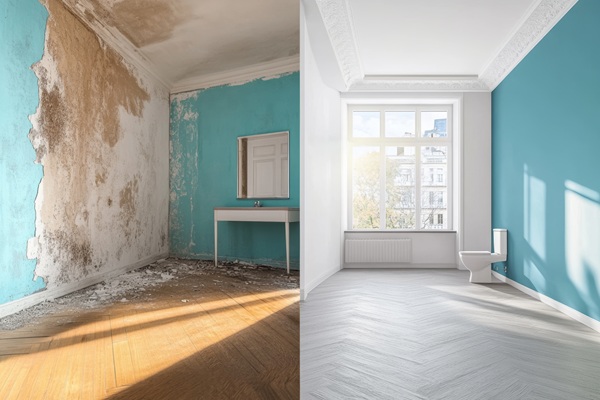 Before and After Dampproofing Apartment decorators in Central London